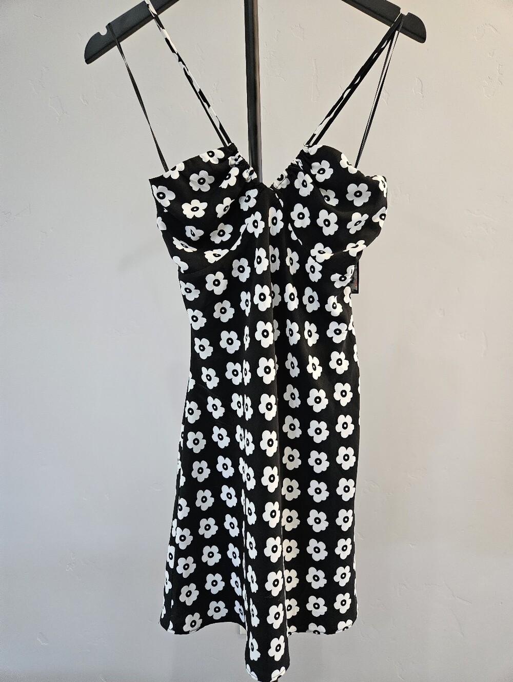 New Thalassa black and white floral print mini dress